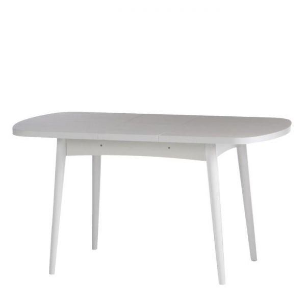 Стол раскладной Ялта-1 1100/1420х700х750 Анкор светлый/ белый /опоры массив цилиндрический