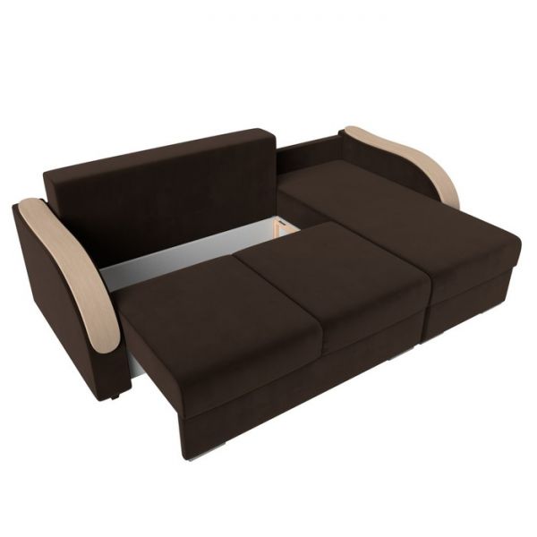 Угловой диван «Дарси», механизм еврокнижка, микровельвет, цвет бежевый