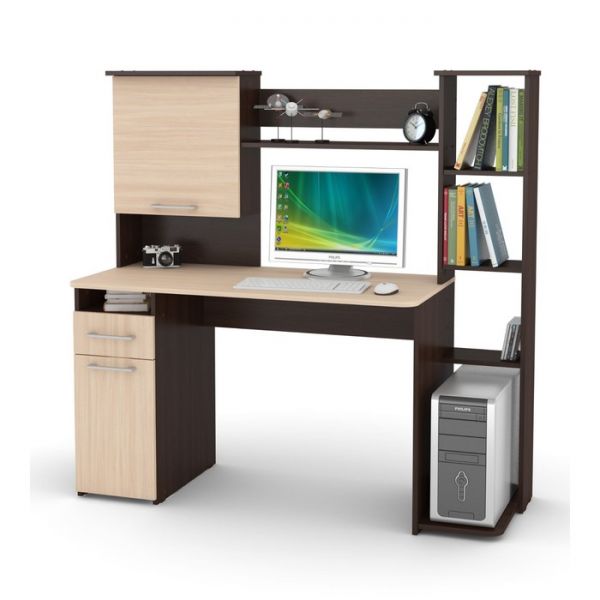 Стол компьютерный Лоредо, венге цаво/дуб молочный