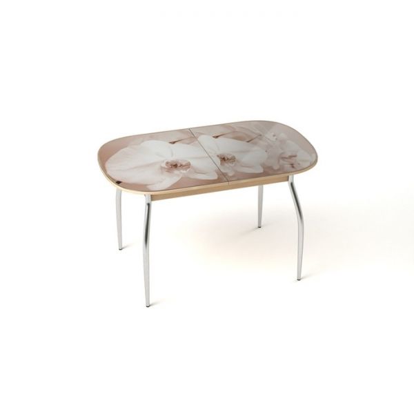 Обеденный стол Gold, раздвижной 1150(1450) ? 700 мм, стекло, хром, фотопечать нежность 2