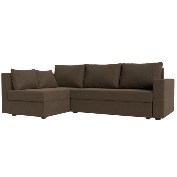 Угловой диван «Мансберг», механизм еврокнижка, угол левый, рогожка, цвет коричневый