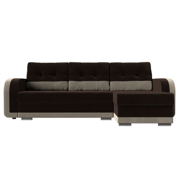 Угловой диван «Марсель», механизм еврокнижка, микровельвет, цвет бежевый / зелёный