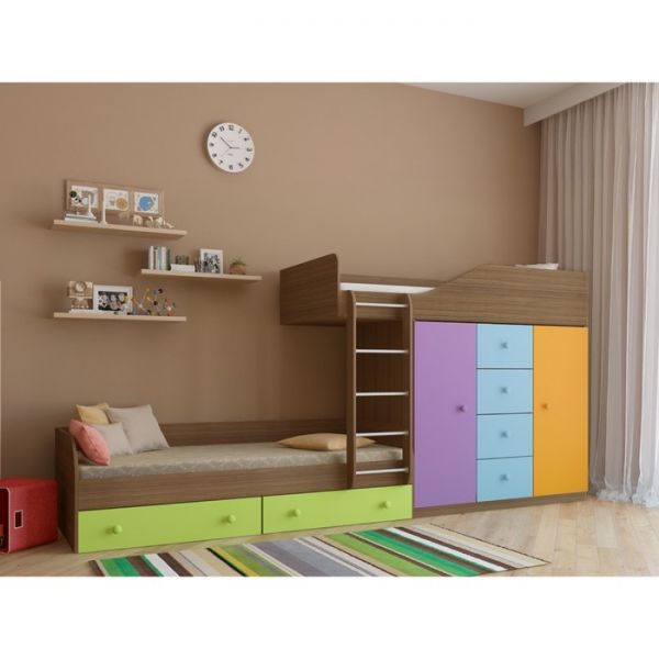 Детский комплекс «Астра 6», цвет дуб шамони/цветной голубой