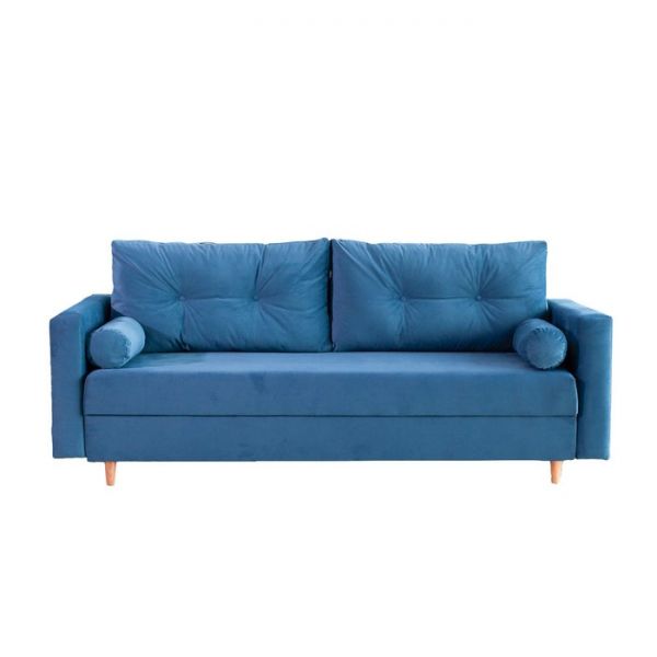 Прямой диван «Киото», механизм еврокнижка, велюр, цвет серый