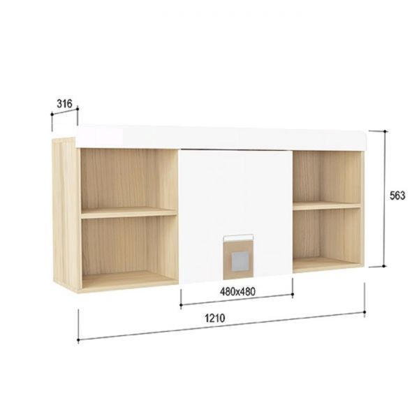 Полка навесная «Стиль 7», 1210 ? 316 ? 563 мм, цвет туя светлая / лайм