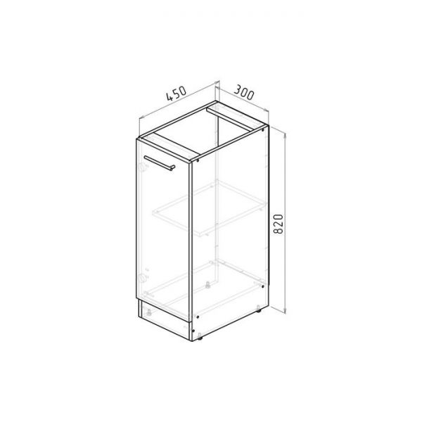 Шкаф напольный Полина 300х600 850 с 1 дверцей  венге/бодега/дуглас темный