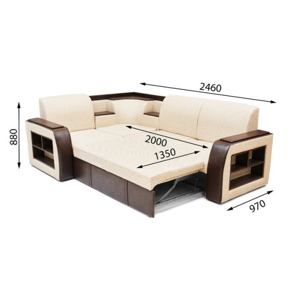 Угловой диван «Фараон», ППУ, механизм дельфин, цвет галс 3 / астор 536