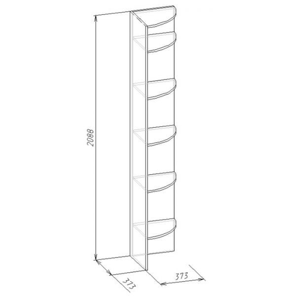 Полка угловая «Комфорт 9», 373 ? 373 ? 2088 мм, цвет венге