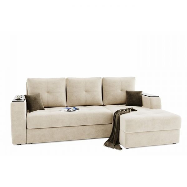 Угловой диван «Сенатор», механизм пантограф, ППУ, угол правый, велюр, селфи 01 / селфи 03