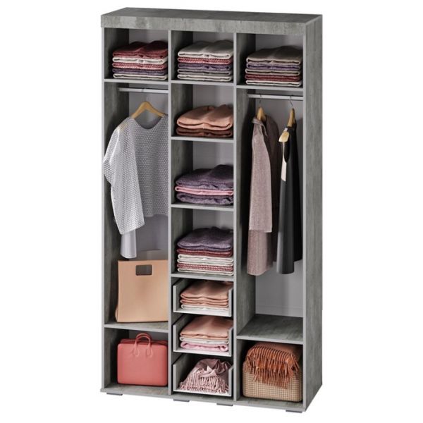 Шкаф трёхстворчатый Инстайл 1202х510х2176 метрополитан грей/белый матовый