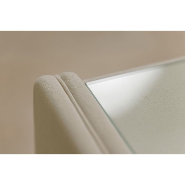 Тумба «Алеро», широкая с дверцей, прозрачное стекло, велюр, цвет velutto 01