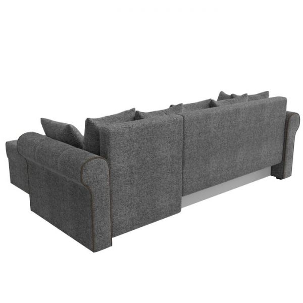 Угловой диван «Рейн», механизм еврокнижка, угол правый, рогожка, серый / кант коричневый