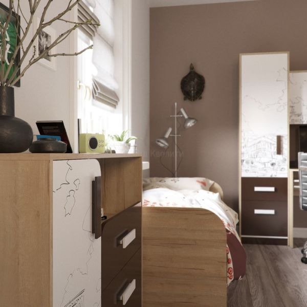 Шкаф пенал Арабика  500х405х1995 Дуб Ривьера/Белый-Арабика