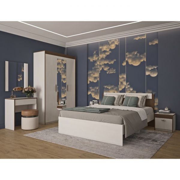 Шкаф для одежды 2-х дверный «Ницца», цвет бодега светлый / ясень шимо тёмный