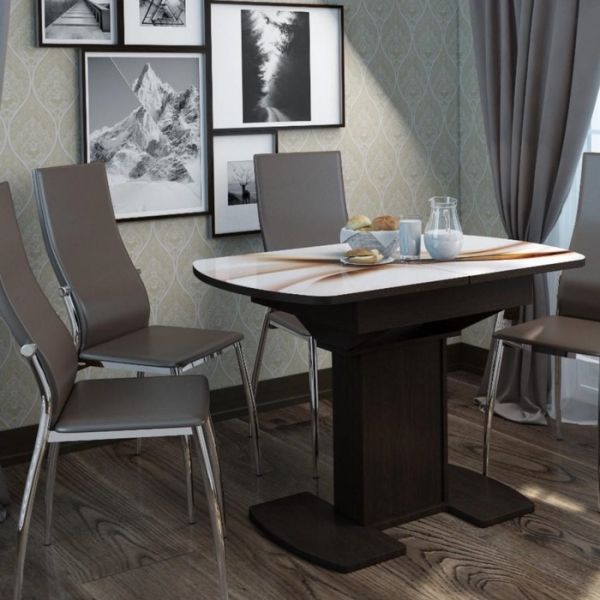 Стол «Соло», раздвижной, 1100(1450) ? 700 ? 760, стекло, цвет венге/319190186