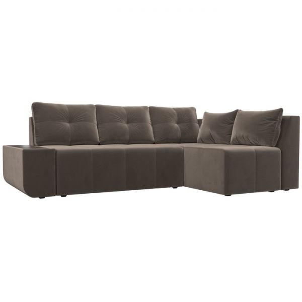 Угловой диван «Амадэус», правый угол, велюр, цвет бежевый