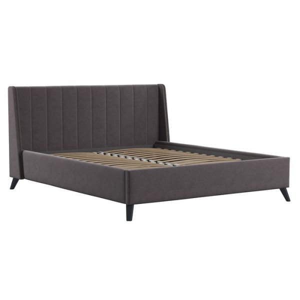 Кровать Мелисса, 1600х2000, ортопедическое осн+ПМ, Вивальди 24/Темный серо-коричневый