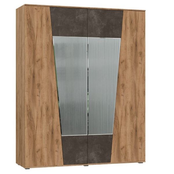 Шкаф 4х ств с зеркалом Соренто, 1800х546х2236, Дуб крафт/Бетон темный