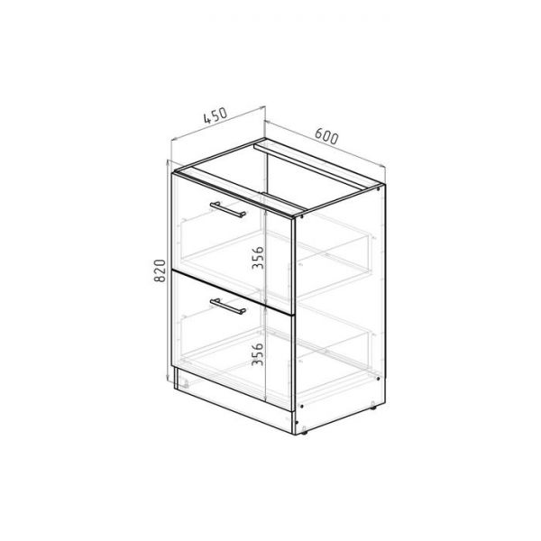 Шкаф напольный Лариса 600х600х850 с 2 выдвижными ящиками  белый/латте/кантри