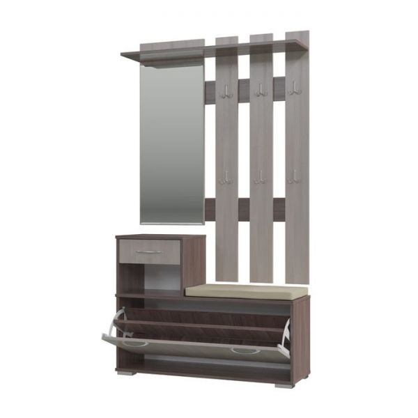 Вешалка с зеркалом ЛИРА 1000*280*1350 Бодега темный/светлый