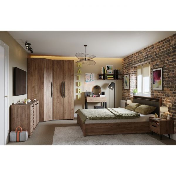 Кровать Nature 308 с подъёмным механизмом, 1400 ? 2000 мм, цвет дуб табачный сraft /чёрный