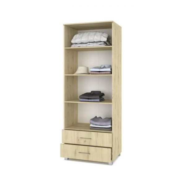 Шкаф Ева Е23 520х800х2100 двухстворчатый с двумя ящиками  Дуб ирландский