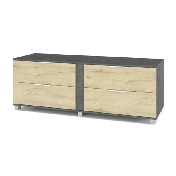 Тумба под ТВ Пандора-П77 420х1700х600 с выдвижными ящиками  Камень темный/дуб ирландский