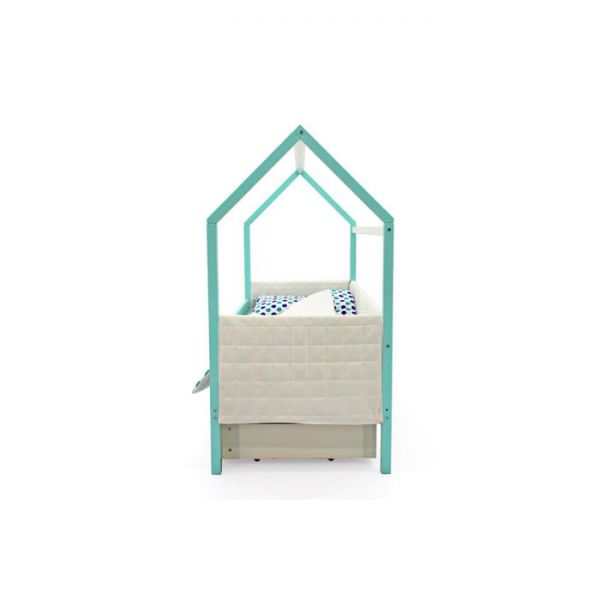 Детская кровать-домик мягкий Бельмарко  Svogen мятно-белый