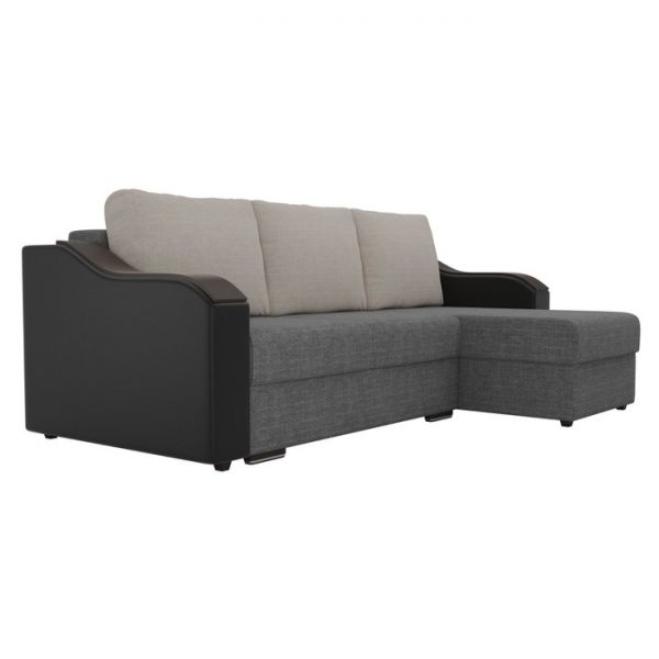 Угловой диван «Монако», механизм еврокнижка, рогожка, цвет бежевый / коричневый