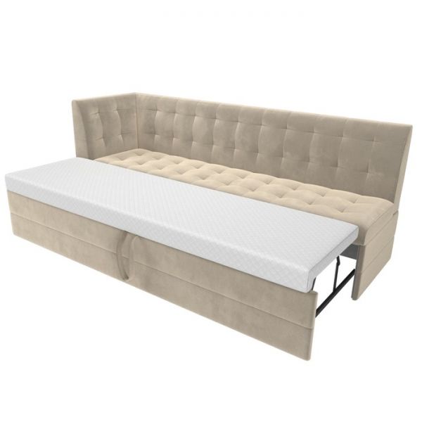 Кухонный диван «Бриз с углом», микровельвет, правый угол, цвет бежевый