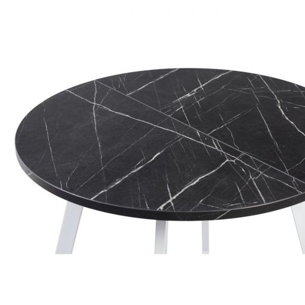 Стол РИМ D-1050/1500х1050х760 Камень Черный/Опора Гермес белая глянцевая