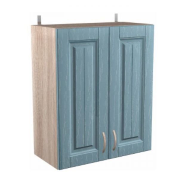 Шкаф навесной Кантри 600х300х720 Дуб молочный/Голубой