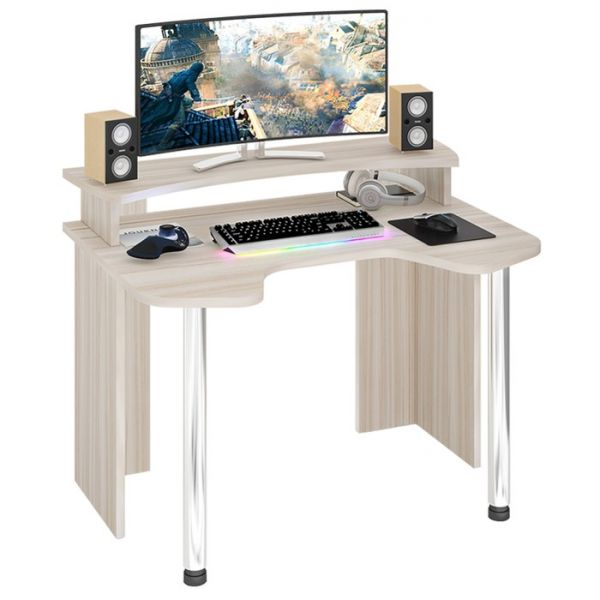 Стол СКЛ-Игр120 с надстройкой, 1200 ? 900 ? 950 мм, цвет белый жемчуг