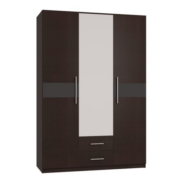 Шкаф 3-х дверный «Роксана», 1502 ? 584 ? 2198 мм, зеркало, цвет дуб венге