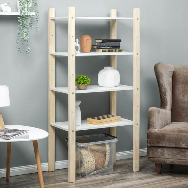 Стеллаж «Хиттэ», 4 полки, 700 ? 400 ? 1500, массив сосны, белый