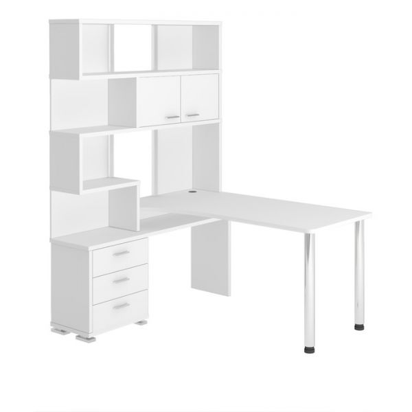 Стол СР-420/150, угол левый, 1500 ? 1300 ? 1990 мм, цвет белый жемчуг