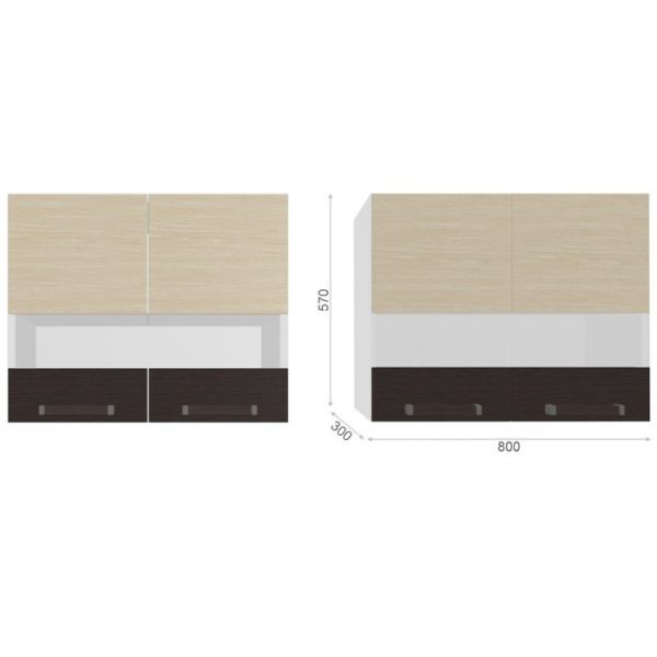 Кухня «Модена» со столешницей, размер 1.6 м, материал ЛДСП, цвет дуб молочный / венге цаво