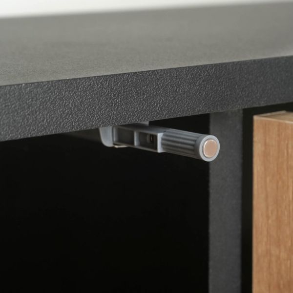 Тумба подвесная под ТВ 4, 1800х640х210, Черный/Дуб крафт золотой