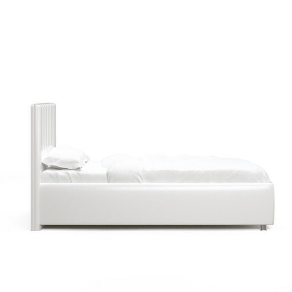 Кровать «Алькасар» без ПМ, 140 ? 200 см, встроенное основание, экокожа, взбитые сливки