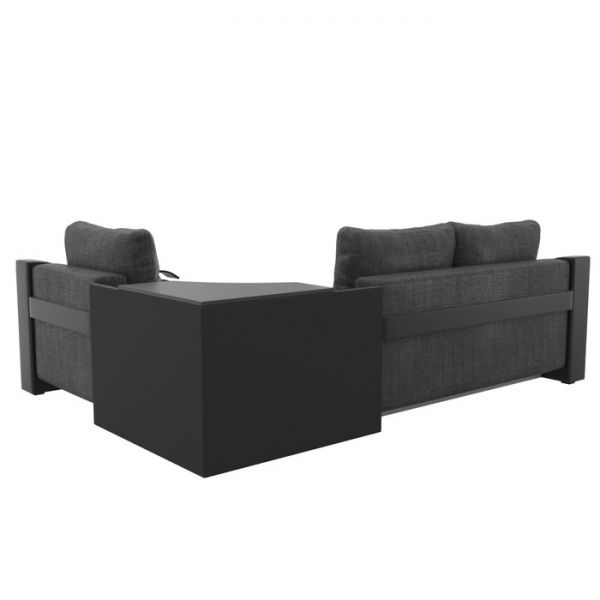 Угловой диван «Митчелл», механизм еврокнижка, цвет серая рогожка / чёрная экокожа