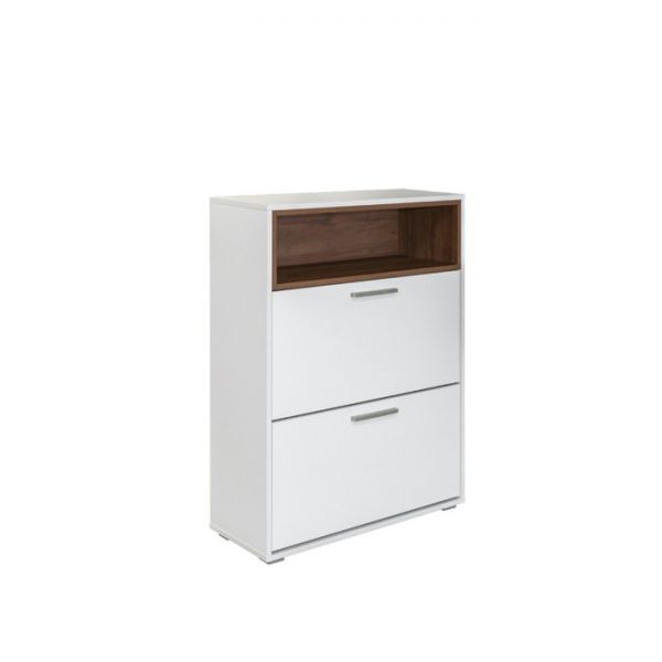 Тумба под обувь Лайт 08.136, 790х317х1053, Белый премиум/Орех селект каминный