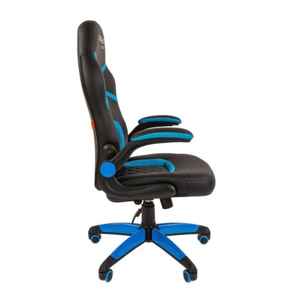 Игровое кресло "Chairman game" 18 экопремиум черный/голубой