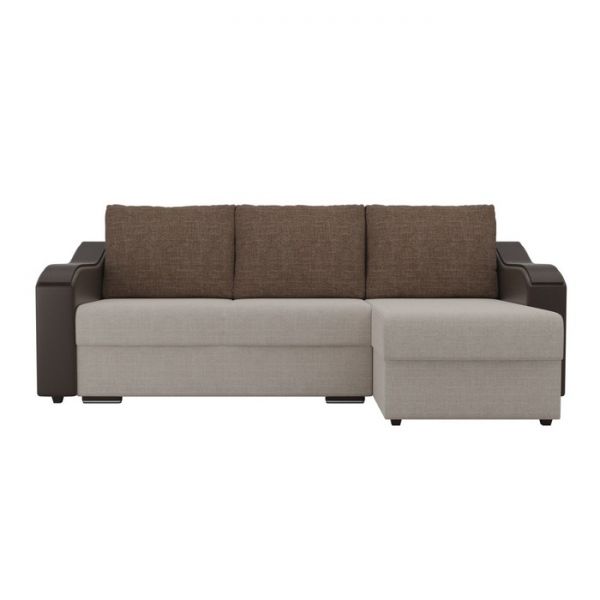 Угловой диван «Монако», механизм еврокнижка, рогожка, цвет бежевый / коричневый