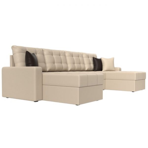 П-образный диван «Ливерпуль», механизм дельфин, экокожа, цвет бежевый