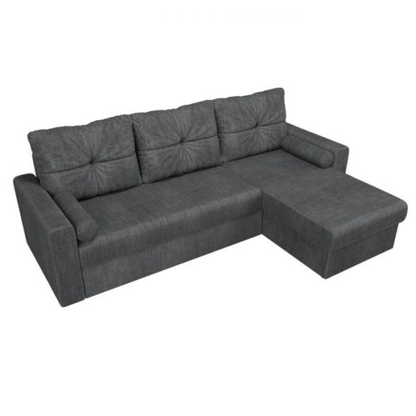 Угловой диван «Верона», механизм дельфин, рогожка, правый угол, цвет серый