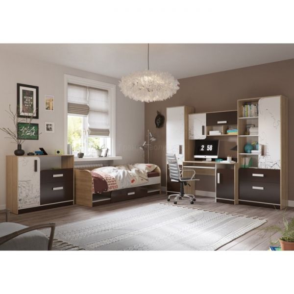 Шкаф стеллаж Арабика 800х405х1995 Дуб Ривьера/Белый-Арабика