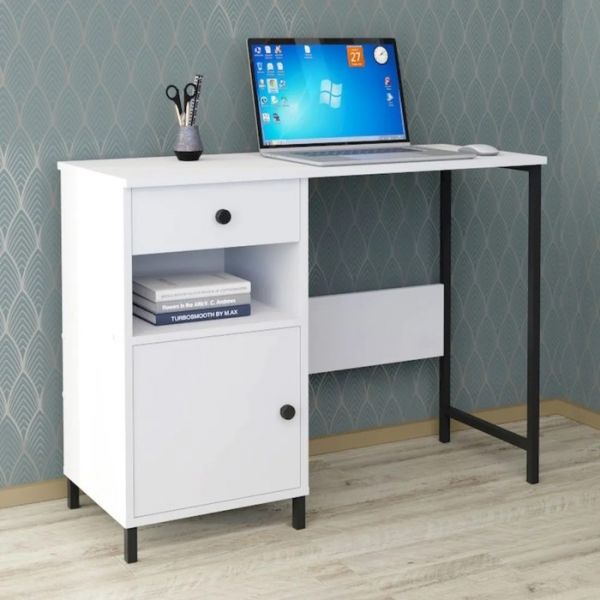 Письменный стол ЮНКЕР 1000х420х750 белый/черный