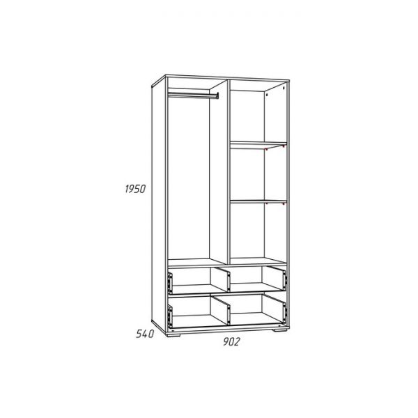 Шкаф двустворчатый для одежды Лилу, Слоники, 902x540x1950, Белый/Серый