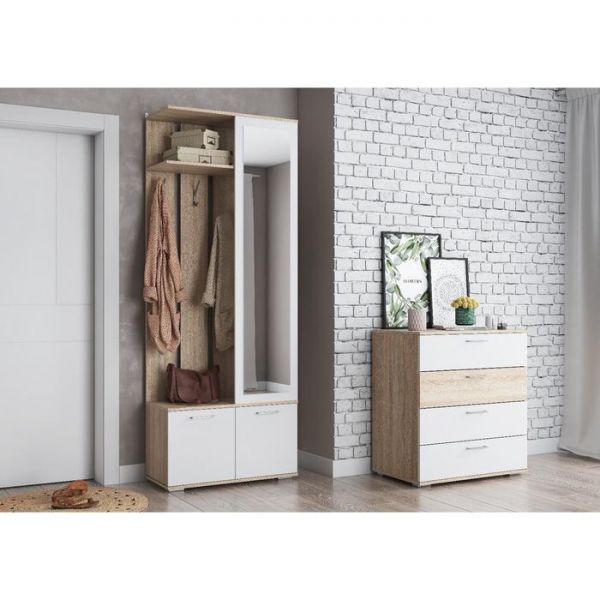 Прихожая ЛАЙТ 2100х800х370 Белый/корпус Дуб Сонома