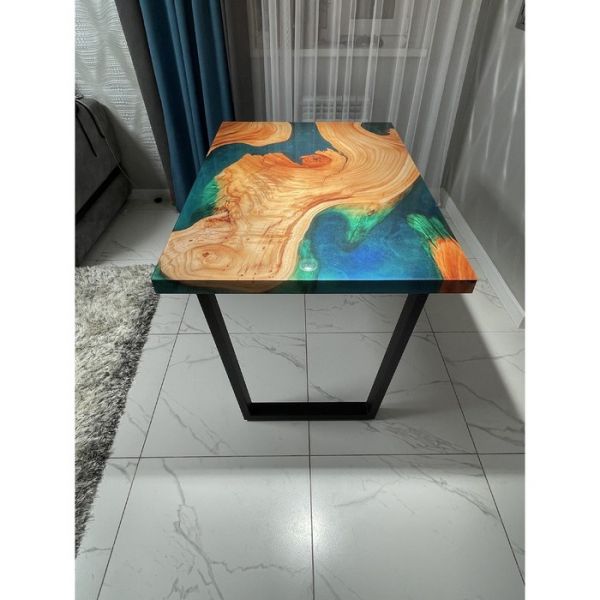 Обеденный стол «Квадро», 1200 ? 800 мм, опора «П» чёрная, фотопечать, цвет река